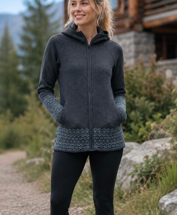ASPEN Sweaters - Aspen knit full zip sweater hooded long tunic ski outdoor fall winter cozy  XS